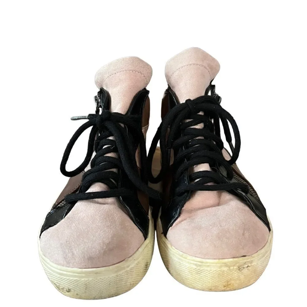 Brash colorblock high top lace & zip sneakers in pink, brown & black women's 7.5